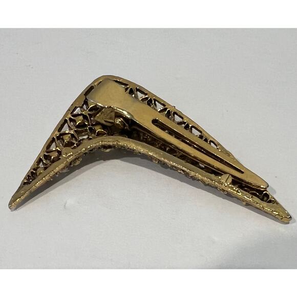 NEW Beautiful Unique Mid Century Vintage Layered Gold Tone  Boomerang Hair Clip - Picture 5 of 8